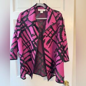 Caroline Rose Abstract Print Jacket Pink Black Lightweight Top M